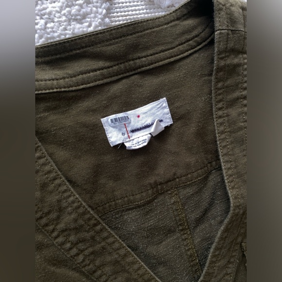 Anthropologie olive green utility jumpsuit flutter sleeves - Picture 7 of 8